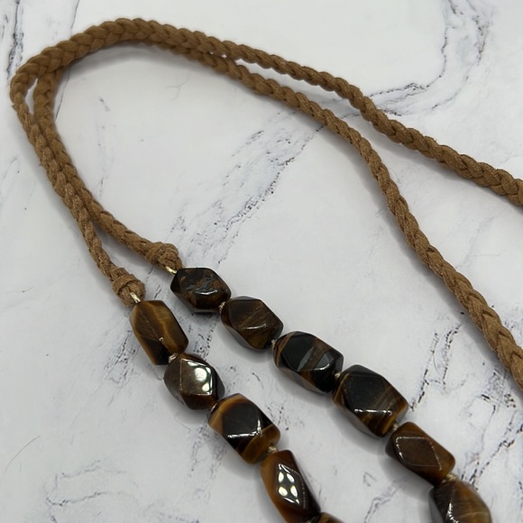 NWT French Connection Tiger Eye and Agate Pendant Necklace. - Picture 7 of 9